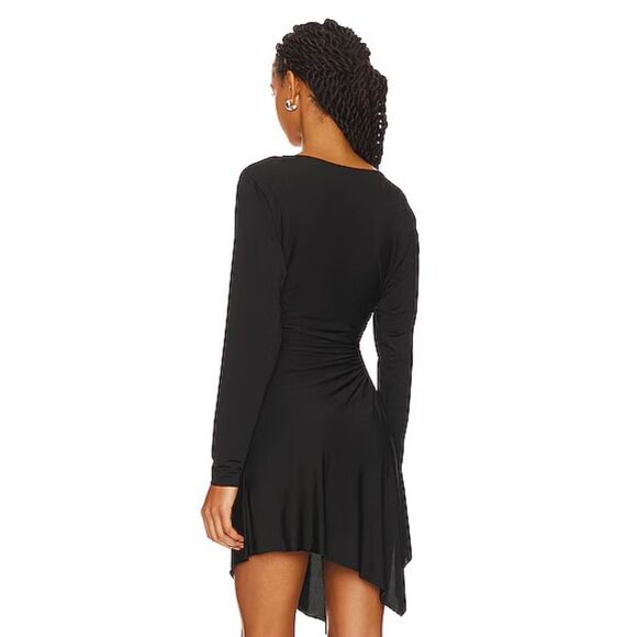 L’Academie Cora mini dress black minimalist stretch gathered basic Revolve S - Picture 3 of 10